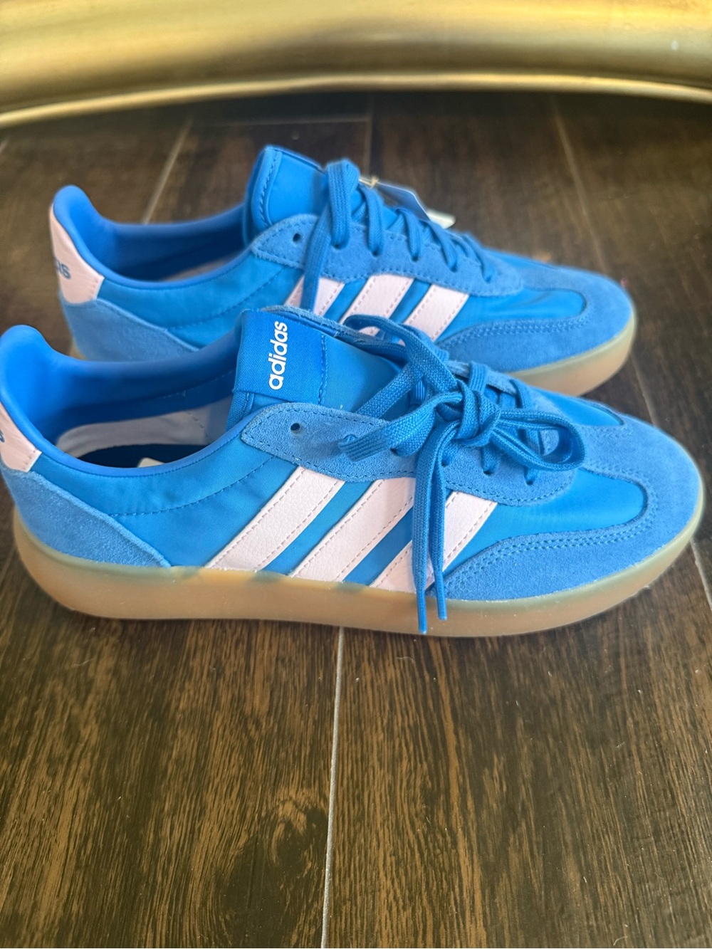 adidas Blue and White Low-Top Sneakers with Gum Outsole